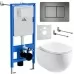 Унитаз с инсталляцией Roxen StounFix Slim 964215 с унитазом 530170-01 и с клавишей Steel 420280G