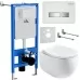 Унитаз с инсталляцией Roxen StounFix Slim 964245 с унитазом 530170-01 и с клавишей Glass 430280W