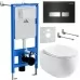 Унитаз с инсталляцией Roxen StounFix Slim 964256 с унитазом 530170-01 и с клавишей Glass 430280B