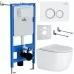 Унитаз с инсталляцией Roxen StounFix Slim 964275 с унитазом 530160-01 и с клавишей Santi 410260W