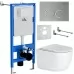 Унитаз с инсталляцией Roxen StounFix Slim 964355 с унитазом 530160-01 и с клавишей Santi 410260M 
