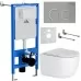 Унитаз с инсталляцией Roxen StounFix Slim 964479 с унитазом 530160-01 и с клавишей Santi 410280M