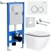 Унитаз с инсталляцией Roxen StounFix Slim 964631 с унитазом 530110-01B и с клавишей Santi 410260W