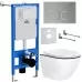 Унитаз с инсталляцией Roxen StounFix Slim 964670 с унитазом 530110-01B и с клавишей Santi 410260M 