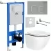 Унитаз с инсталляцией Roxen StounFix Slim 964715 с унитазом 530110-01B и с клавишей Santi 410280M