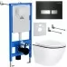 Унитаз с инсталляцией Roxen StounFix Slim 964974 с унитазом 530110-01B и с клавишей Glass 430280B