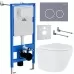 Унитаз с инсталляцией Roxen StounFix Slim 966055 с унитазом 530185-02 и с клавишей Santi 410260DG