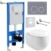 Унитаз с инсталляцией Roxen StounFix Slim 966160 с унитазом 530170-01 и с клавишей Santi 410260DG