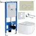 Унитаз с инсталляцией Roxen StounFix Slim 966303 с унитазом 530160-01 и с клавишей Santi 410260BG