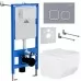 Унитаз с инсталляцией Roxen StounFix Slim 966418 с унитазом 530145-01 и с клавишей Santi 410280DG