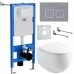 Унитаз с инсталляцией Roxen StounFix Slim 966436 с унитазом 530170-01 и с клавишей Santi 410280DG