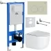 Унитаз с инсталляцией Roxen StounFix Slim 966620 с унитазом 530160-01 и с клавишей Santi 410280BG