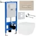 Унитаз с инсталляцией Roxen StounFix Slim 966634 с унитазом 530185-02 и с клавишей Caspia 410280BG