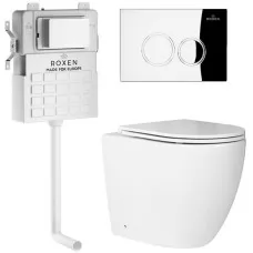 Унитаз с инсталляцией Roxen Attach 966891 с унитазом 650185-01 с клавишей Santi 410260CH