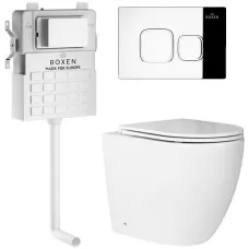 Унитаз с инсталляцией Roxen Attach 966940 с унитазом 650185-01 с клавишей Santi 410280CH 