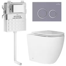 Унитаз с инсталляцией Roxen Attach 966921 с унитазом 650185-01 с клавишей Santi 410260DG 