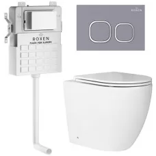 Унитаз с инсталляцией Roxen Attach 966977 с унитазом 650185-01 с клавишей Santi 410280DG 