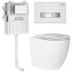 Унитаз с инсталляцией Roxen Attach 967095 с унитазом 650185-01 с клавишей Glass 430280W белая / хром