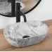 Умывальник Rea Amelia Mini Stone Matt U9109 38x26 серый мрамор