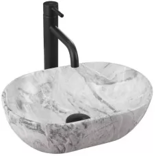 Умывальник Rea Amelia Mini Stone Matt U9109 38x26 серый мрамор