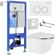 Унитаз с инсталляцией Roxen StounFix Slim 807054 с унитазом 530110-01G с кнопкой Santi 410280W