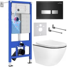 Унитаз с инсталляцией Roxen StounFix Slim 964974 с унитазом 530110-01B и с клавишей Glass 430280B