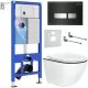 Унитаз с инсталляцией Roxen StounFix Slim 964974 с унитазом 530110-01B и с клавишей Glass 430280B