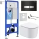 Унитаз с инсталляцией Roxen StounFix Slim 965318 с унитазом 530120-01 с кнопкой Glass 430280B