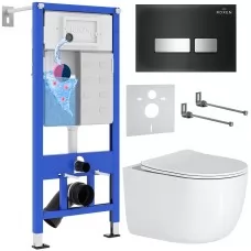 Унитаз с инсталляцией Roxen StounFix Slim 964615 с унитазом 530160-01 и с клавишей Glass 430280B