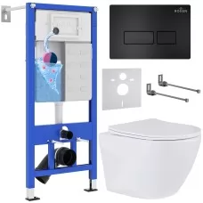 Унитаз с инсталляцией Roxen StounFix Slim 577729 с унитазом 530185-01 с кнопкой Caspia 410280B