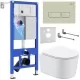 Унитаз с инсталляцией Roxen StounFix Slim 966686 с унитазом 530120-01 и с клавишей Caspia 410280BG