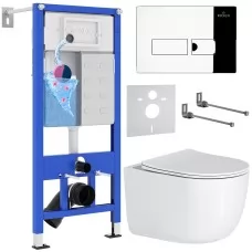 Унитаз с инсталляцией Roxen StounFix Slim 964514 с унитазом 530160-01 и с клавишей Caspia 410280CH 