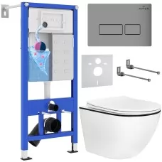 Унитаз с инсталляцией Roxen StounFix Slim 964800 с унитазом 530110-01B и с клавишей Caspia 410280M 