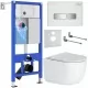 Унитаз с инсталляцией Roxen StounFix Slim 964605 с унитазом 530160-01 и с клавишей Glass 430280W
