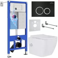 Унитаз с инсталляцией Roxen StounFix Slim 508149 с унитазом 530135-01X с кнопкой Santi 410260B
