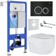 Унитаз с инсталляцией Roxen StounFix Slim 507197 с унитазом 530155-01 с кнопкой Santi 410260B