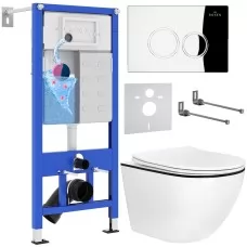 Унитаз с инсталляцией Roxen StounFix Slim 964658 с унитазом 530110-01B и с клавишей Santi 410260CH