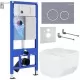 Унитаз с инсталляцией Roxen StounFix Slim 966110 с унитазом 530145-01 и с клавишей Santi 410260DG