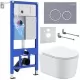Унитаз с инсталляцией Roxen StounFix Slim 966133 с унитазом 530120-01 и с клавишей Santi 410260DG