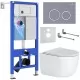 Унитаз с инсталляцией Roxen StounFix Slim 966175 с унитазом 530160-01 и с клавишей Santi 410260DG
