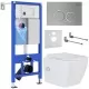 Унитаз с инсталляцией Roxen StounFix Slim 533185 с унитазом 530135-01X с кнопкой Santi 410260M