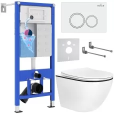 Унитаз с инсталляцией Roxen StounFix Slim 964631 с унитазом 530110-01B и с клавишей Santi 410260W​
