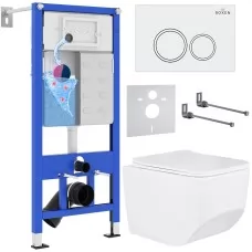 Унитаз с инсталляцией Roxen StounFix Slim 506177 с унитазом 530145-01 с клавишей Santi 410260W