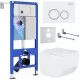 Унитаз с инсталляцией Roxen StounFix Slim 506177 с унитазом 530145-01 с клавишей Santi 410260W