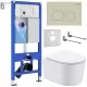 Унитаз с инсталляцией Roxen StounFix Slim 966614 с унитазом 530120-01 и с клавишей Santi 410280BG