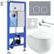 Унитаз с инсталляцией Roxen StounFix Slim 966436 с унитазом 530170-01 и с клавишей Santi 410280DG