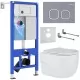 Унитаз с инсталляцией Roxen StounFix Slim 966397 с унитазом 530155-01 и с клавишей Santi 410280DG