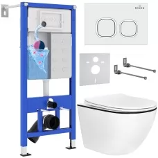 Унитаз с инсталляцией Roxen StounFix Slim 964671 с унитазом 530110-01B и с клавишей Santi 410280W​