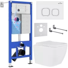 Унитаз с инсталляцией Roxen StounFix Slim 534002 с унитазом 530135-01 с кнопкой Santi 410280W