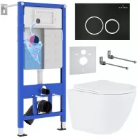 Унитаз с инсталляцией Roxen StounFix Slim 506406 с унитазом 530185-01 с кнопкой Santi 410260B